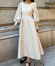 ボリュームスリーブふくれジャガードワンピース[高身長サイズMT有り]