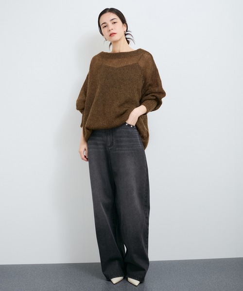 LE CERCLE par rope'（ルセルクルパーロペ）の「バックリボン2WAYモヘヤニット（ニット/セーター・レディース・ダークブラウン/グレー/ブルー系その他6・FREE）」の4枚目の写真