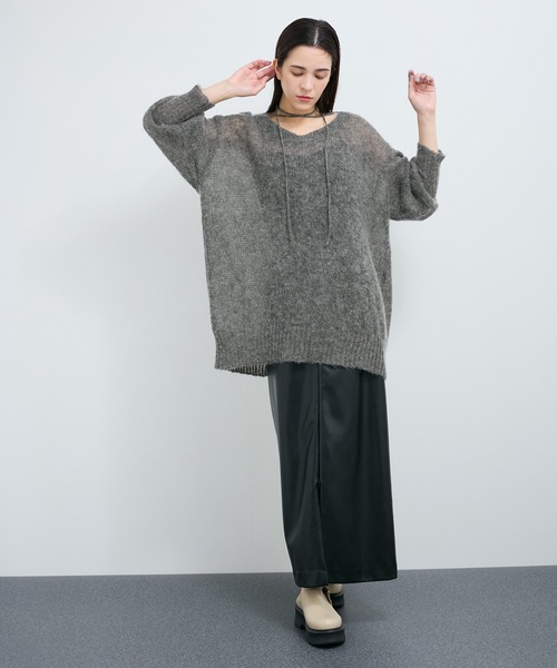 LE CERCLE par rope'（ルセルクルパーロペ）の「バックリボン2WAYモヘヤニット（ニット/セーター・レディース・ダークブラウン/グレー/ブルー系その他6・FREE）」の9枚目の写真