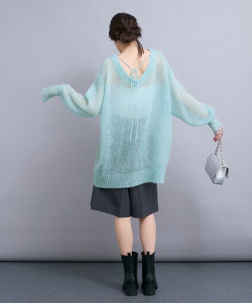 LE CERCLE par rope'（ルセルクルパーロペ）の「バックリボン2WAYモヘヤニット（ニット/セーター・レディース・ダークブラウン/グレー/ブルー系その他6・FREE）」の11枚目の写真