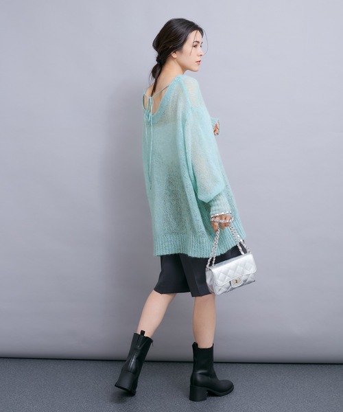 LE CERCLE par rope'（ルセルクルパーロペ）の「バックリボン2WAYモヘヤニット（ニット/セーター・レディース・ダークブラウン/グレー/ブルー系その他6・FREE）」の12枚目の写真