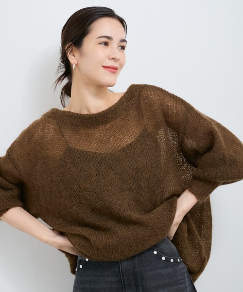 LE CERCLE par rope'（ルセルクルパーロペ）の「バックリボン2WAYモヘヤニット（ニット/セーター・レディース・ダークブラウン/グレー/ブルー系その他6・FREE）」の15枚目の写真