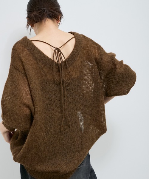 LE CERCLE par rope'（ルセルクルパーロペ）の「バックリボン2WAYモヘヤニット（ニット/セーター・レディース・ダークブラウン/グレー/ブルー系その他6・FREE）」の16枚目の写真