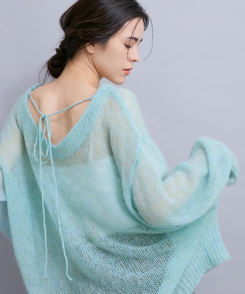 LE CERCLE par rope'（ルセルクルパーロペ）の「バックリボン2WAYモヘヤニット（ニット/セーター・レディース・ダークブラウン/グレー/ブルー系その他6・FREE）」の18枚目の写真