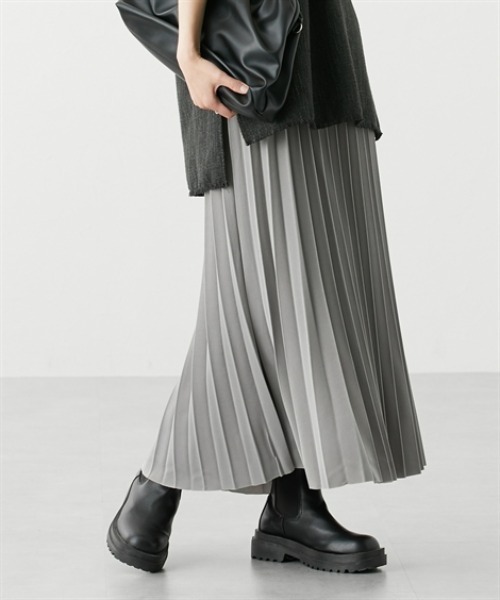 nissen（ニッセン）の「【販売終了】艶アコーディオンプリーツスカート（スカート・レディース・ベージュ/ピンク/ブラック/ブルーグリーン/グレー・S/M/L/LL）」の3枚目の写真