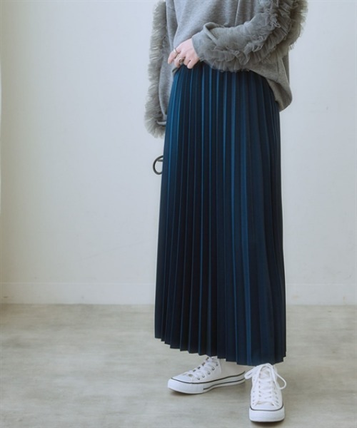 nissen（ニッセン）の「【販売終了】艶アコーディオンプリーツスカート（スカート・レディース・ベージュ/ピンク/ブラック/ブルーグリーン/グレー・S/M/L/LL）」の4枚目の写真