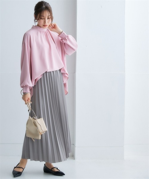 nissen（ニッセン）の「【販売終了】艶アコーディオンプリーツスカート（スカート・レディース・ベージュ/ピンク/ブラック/ブルーグリーン/グレー・S/M/L/LL）」の10枚目の写真