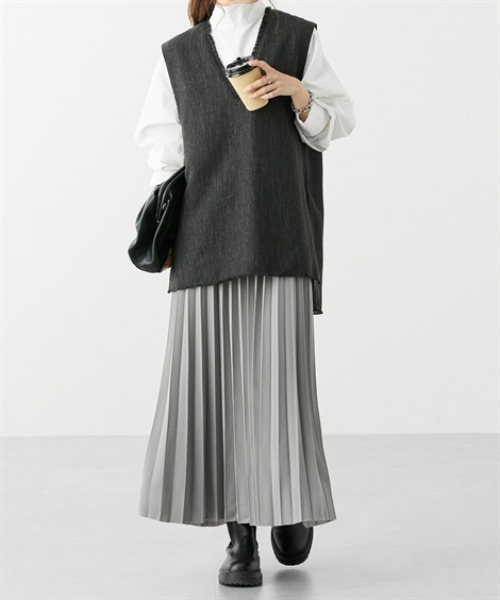 nissen（ニッセン）の「【販売終了】艶アコーディオンプリーツスカート（スカート・レディース・ベージュ/ピンク/ブラック/ブルーグリーン/グレー・S/M/L/LL）」の6枚目の写真