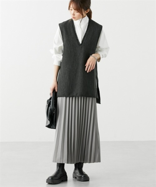 nissen（ニッセン）の「【販売終了】艶アコーディオンプリーツスカート（スカート・レディース・ベージュ/ピンク/ブラック/ブルーグリーン/グレー・S/M/L/LL）」の8枚目の写真