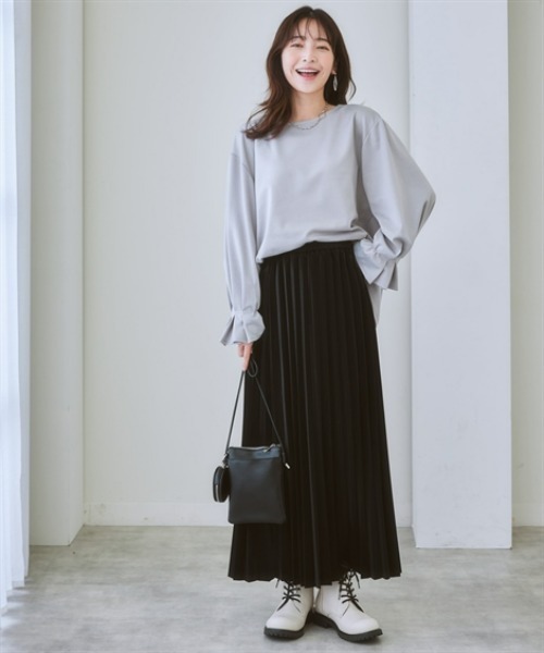 nissen（ニッセン）の「【販売終了】艶アコーディオンプリーツスカート（スカート・レディース・ベージュ/ピンク/ブラック/ブルーグリーン/グレー・S/M/L/LL）」の11枚目の写真