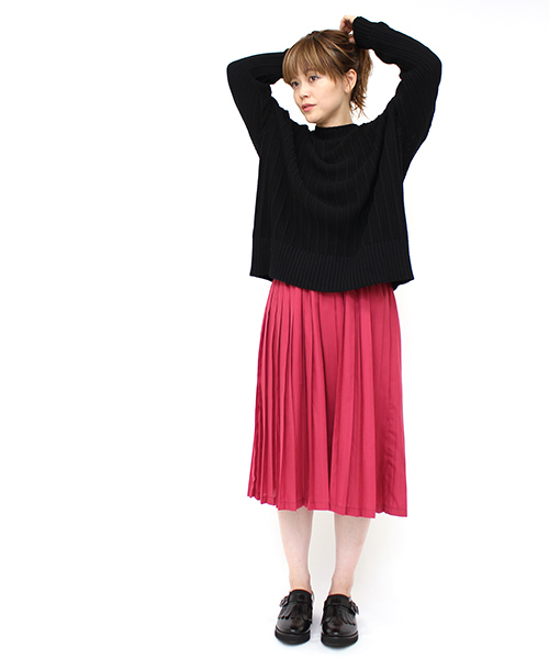 mystic（ミスティック）の「【mystic】変わり編みニットプルオーバー（ニット/セーター・レディース・ブラック/キャメル/オフホワイト/カーキ・ﾌﾘ-）」の12枚目の写真