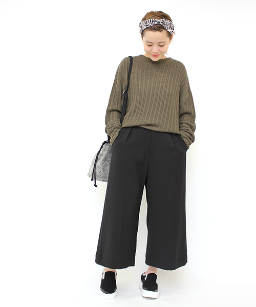 mystic（ミスティック）の「【mystic】変わり編みニットプルオーバー（ニット/セーター・レディース・ブラック/キャメル/オフホワイト/カーキ・ﾌﾘ-）」の13枚目の写真