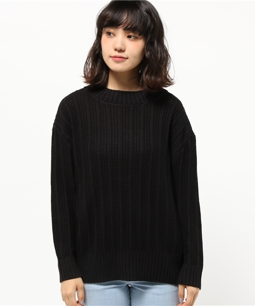 mystic（ミスティック）の「【mystic】変わり編みニットプルオーバー（ニット/セーター・レディース・ブラック/キャメル/オフホワイト/カーキ・ﾌﾘ-）」の5枚目の写真