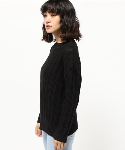 mystic（ミスティック）の「【mystic】変わり編みニットプルオーバー（ニット/セーター・レディース・ブラック/キャメル/オフホワイト/カーキ・ﾌﾘ-）」の6枚目の写真