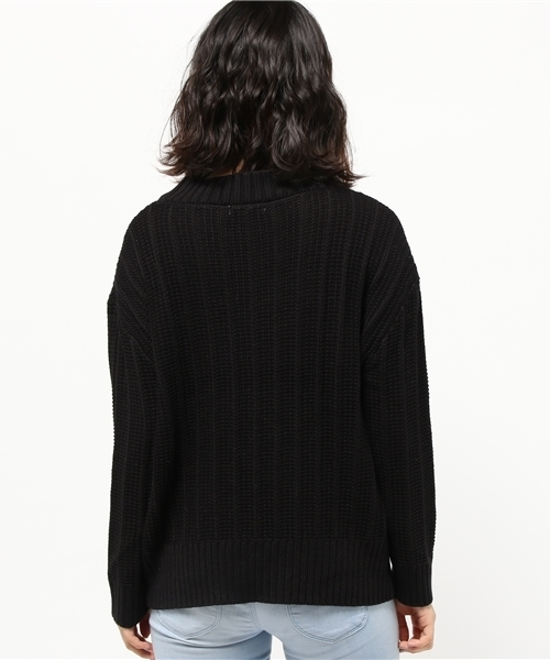 mystic（ミスティック）の「【mystic】変わり編みニットプルオーバー（ニット/セーター・レディース・ブラック/キャメル/オフホワイト/カーキ・ﾌﾘ-）」の7枚目の写真