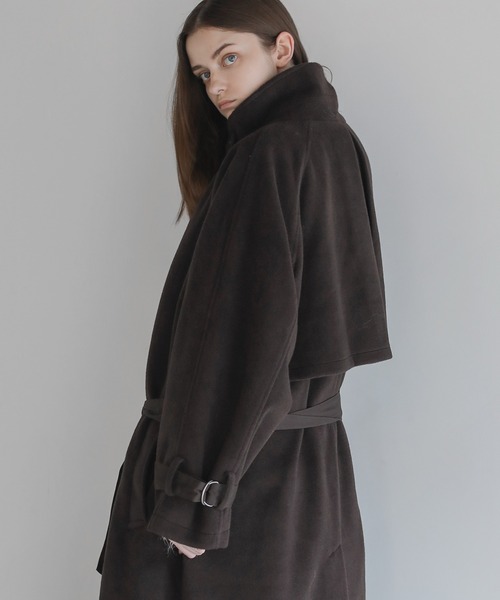 SOCCE オーバーサイズ2way ハイネックメルトンロングコート M ブラック SOCCE チェスターコート コート ウールミックスオーバーサイズ