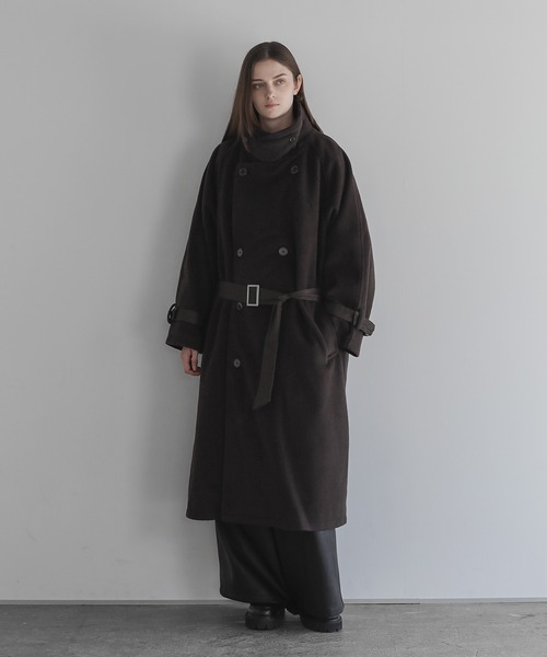 【TIME PIECE】マキシ丈 ウールロングチェスターコート グレー XL コート チェスターコート shaggy big silhouette long chester