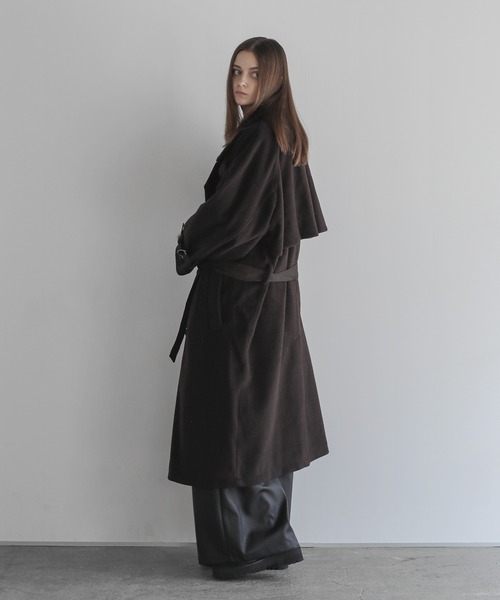 ウールミックスオーバーサイズ2wayハイネックメルトンロング