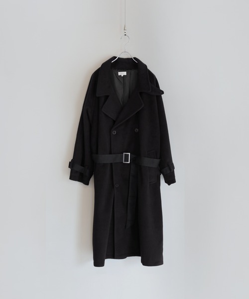 ウールミックスオーバーサイズ2wayハイネックメルトンロング