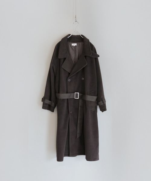 ウールミックスオーバーサイズ2wayハイネックメルトンロングコート