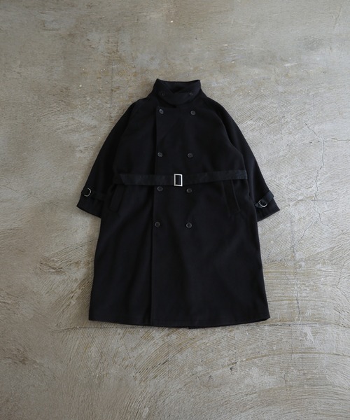 ウールミックスオーバーサイズ2wayハイネックメルトンロング