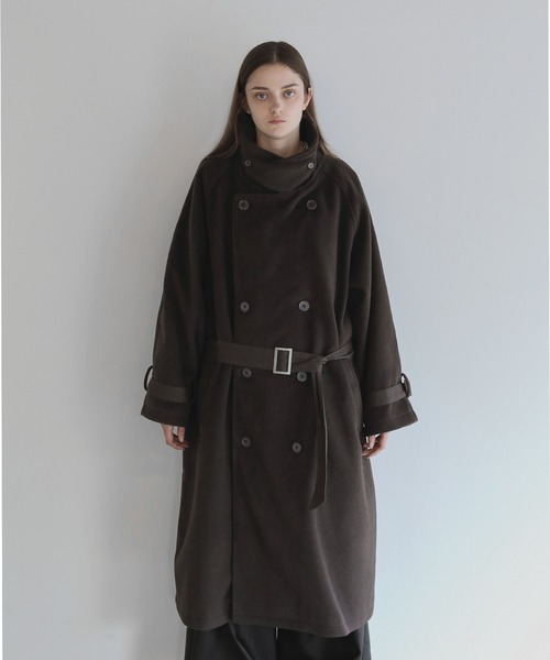 ウールミックスオーバーサイズ2wayハイネックメルトンロング