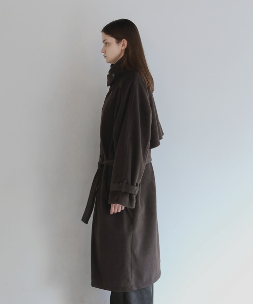 ウールミックスオーバーサイズ2wayハイネックメルトンロング