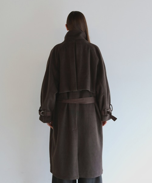 ウールミックスオーバーサイズ2wayハイネックメルトンロングコート