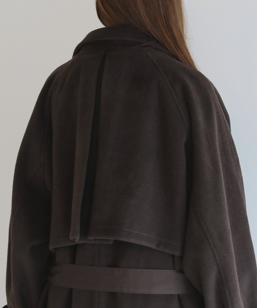 ウールミックスオーバーサイズ2wayハイネックメルトンロング