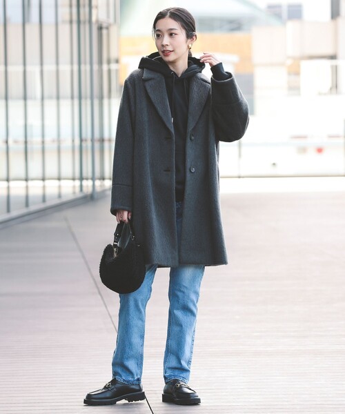 Demi-Luxe BEAMS（デミルクス ビームス）の「キッドモヘヤ シャギーコート（チェスターコート・レディース・ブラウン系その他4/チャコールグレー・38/36）」の3枚目の写真