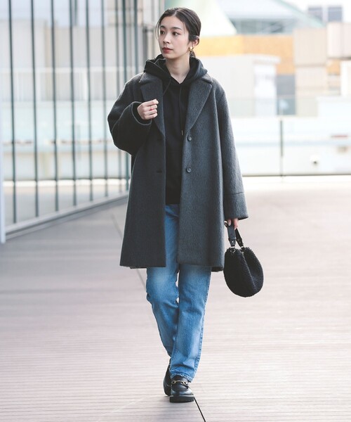 Demi-Luxe BEAMS（デミルクス ビームス）の「キッドモヘヤ シャギーコート（チェスターコート・レディース・ブラウン系その他4/チャコールグレー・38/36）」の4枚目の写真