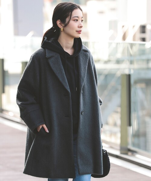 Demi-Luxe BEAMS（デミルクス ビームス）の「キッドモヘヤ シャギーコート（チェスターコート・レディース・ブラウン系その他4/チャコールグレー・38/36）」の7枚目の写真