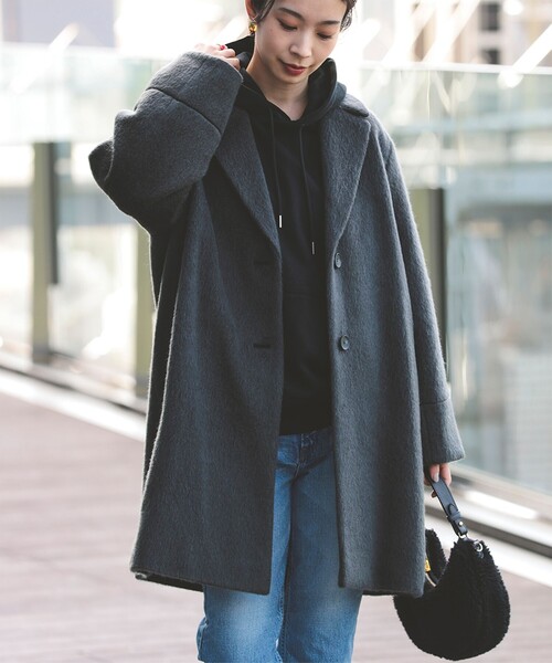 Demi-Luxe BEAMS（デミルクス ビームス）の「キッドモヘヤ シャギーコート（チェスターコート・レディース・ブラウン系その他4/チャコールグレー・38/36）」の9枚目の写真