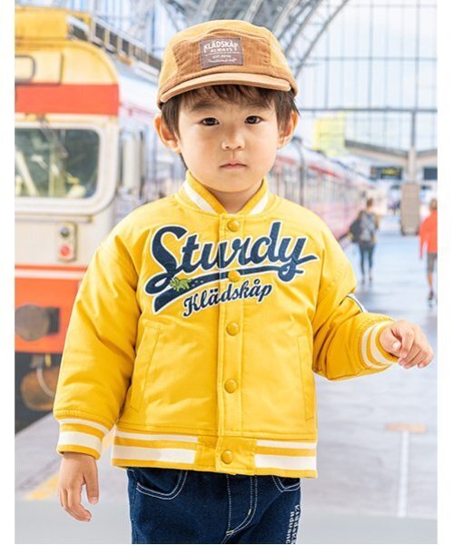 kladskap（クレードスコープ）の「恐竜スタジャン（ブルゾン・キッズ・マスタード/ネイビー・90cm/100cm/110cm/120cm/130cm）」の4枚目の写真