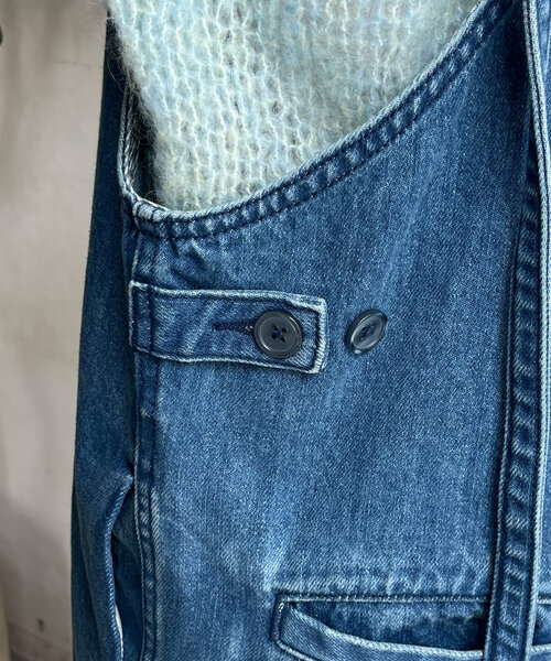 DouDou 細紐デニムフロントジップサロペット ♡ 細紐デニムフロントジップサロペット（つなぎ/オールインワン