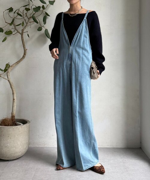 DouDou フロントジップサロペット DouDou サロペット オーバーオール フロントジップサロペット