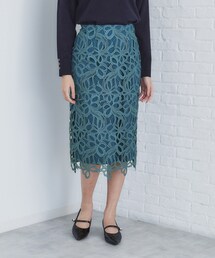 リボンレースタイトスカート【洗濯機洗い可】