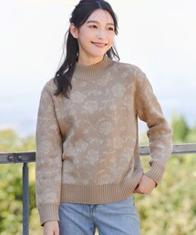 フラワージャガードニットトップス