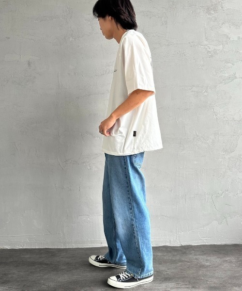 【  Jeans】縦型バックプリントTシャツ ブルー SALE 【HIPANDA ハイパンダ】メンズ ブルーパンダ バック