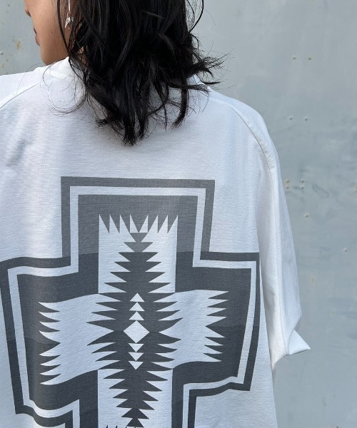 tシャツ 「PENDLETON/ペンドルトン」 別注 ドローコード付き ネイティブ柄バックプリントTシャツ レディース メンズ セール】[PENDLETON/ペンドルトン] 別注 ドローコード付き