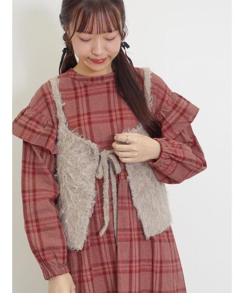 Samansa Mos2（サマンサ モスモス）の「前後2WAY起毛ニットビスチェ（ベスト・レディース・チャコールグレー/サックスブルー/ベージュ・F）」の2枚目の写真