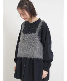 Samansa Mos2 | 前後2WAY起毛ニットビスチェ(ベスト)