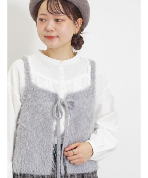 Samansa Mos2（サマンサ モスモス）の「前後2WAY起毛ニットビスチェ（ベスト・レディース・チャコールグレー/サックスブルー/ベージュ・F）」の4枚目の写真
