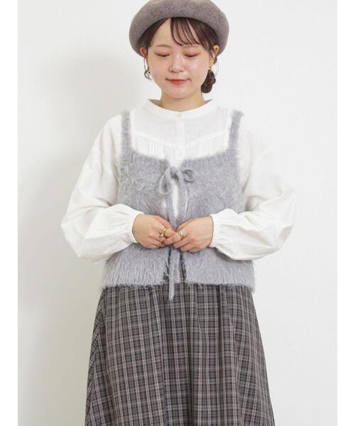 Samansa Mos2（サマンサ モスモス）の「前後2WAY起毛ニットビスチェ（ベスト・レディース・チャコールグレー/サックスブルー/ベージュ・F）」の5枚目の写真