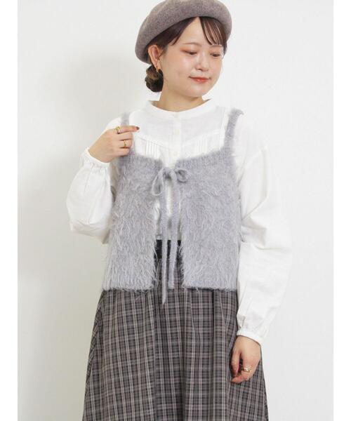 Samansa Mos2（サマンサ モスモス）の「前後2WAY起毛ニットビスチェ（ベスト・レディース・チャコールグレー/サックスブルー/ベージュ・F）」の6枚目の写真