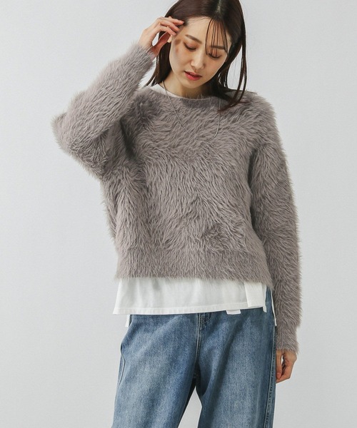 GLOBAL WORK(グローバルワーク)の「シャギークルーネックプルオーバー/250262(ニット/セーター・レディース・モカ/ネイビー/ライトブルー・LARGE/MEDIUM)」の16枚目の写真