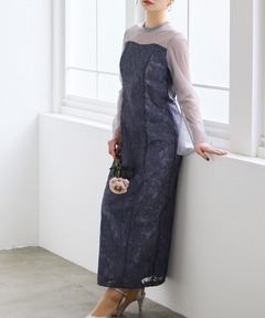 セール】DENIM BUSTIER DOCKING FLARE DRESS（ワンピース