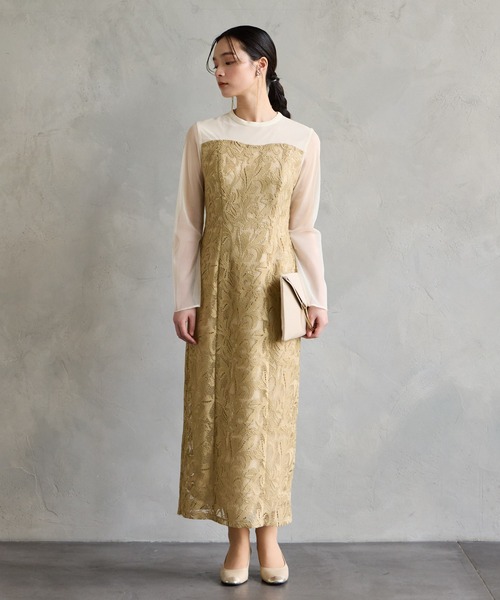 AIMER（エメ）の「【WEB限定】オーナメント柄レースIラインパーティードレス　結婚式　お呼ばれ　ドレス　20代 30代 40代（ドレス・レディース・グリーン/ブラック/イエロー/ブルー・MEDIUM/SMALL/LARGE）」の22枚目の写真