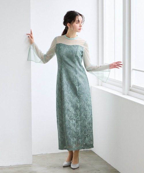 WEB限定】オーナメント柄レースIラインパーティードレス 結婚式