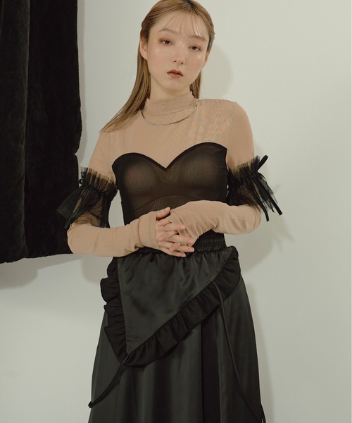 Ezick(エジック)の「Multi-use チュールカフスシアートップス(Tシャツ/カットソー・レディース・ベージュ/レッド/ブラック・FREE)」の18枚目の写真